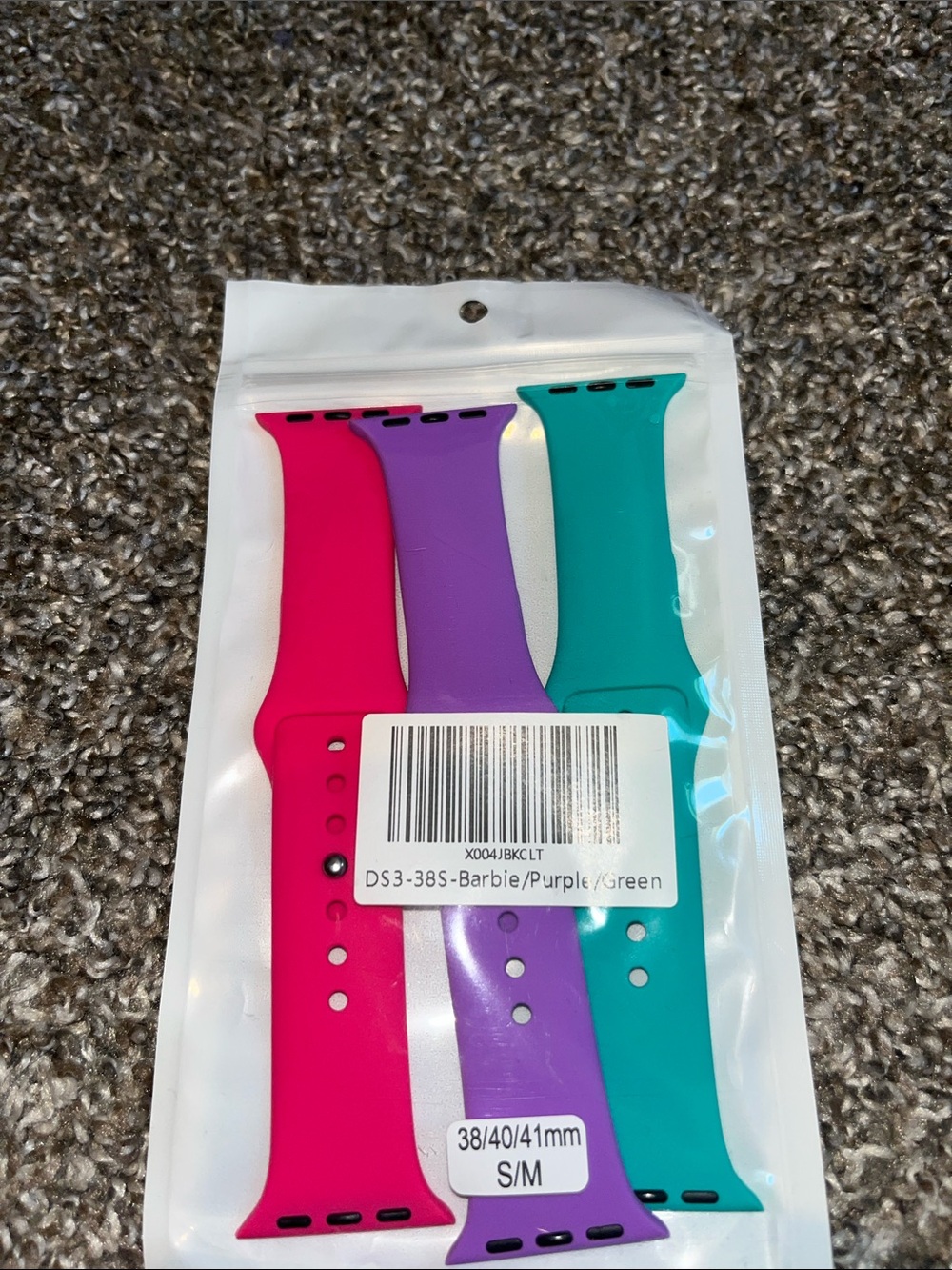 Silicone Watch Bands Trio - Pink, Purple & Teal - S/M